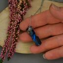 Naszyjnik Talizman z kwarcu tytanowego Aura - wire wrapping i stal chirurgiczna