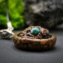 Wisiorek brzoza, orzech i turkus - pirografia z naturalnego drewna