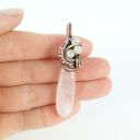 Wisiorek z różowym kwarcem - miedziany wire wrapping