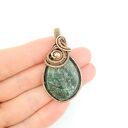 Ręcznie robiony wisiorek ze szmaragdem w miedzi (wire wrapping)