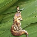 Zawieszka srebrna z liskiem brązowym