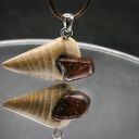 Naszyjnik - wiąz i obsydian mahoniowy, wood Jewellery, wisiorek, upominek