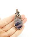 Wisiorek z fluorytem - wire wrapping z ametystem i hematytami