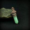 Wisiorek z awenturynem wire wrapping - miedziana oprawa