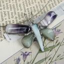 Naszyjnik motyl z ametystem i jadeitem - wisiorek w technice Tiffany