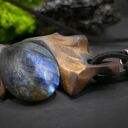 Unikatowy naszyjnik z labradorytem i lipą - wisiorek handmade
