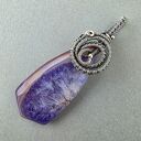 Mall - wisiorek z agatem i oksydowanym srebrem wire wrapping