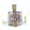 Wisior z ametystem w technice wire wrapping - miedziany, oksydowany