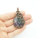 Fluoryt wisiorek wire wrapping z kamieniem - miedziany, oksydowany