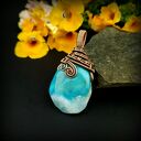 Wisiorek wire wrapping z agatem - miedziany dwustronny