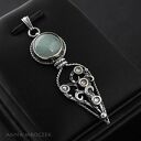 Pastelowe pnącze - srebrny wisior z amazonitem i kryształkami Swarovskiego