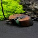 Wisiorek Wiśnia i Chalcedon - pirografia, minerał, naturalne drewno, handmade, biiżuteria, dla niej