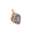 Zoisyt z rubinem wisiorek wire wrapping - serce z oksydowanej miedzi