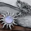 Duży, srebrny wisior symbol Słońca z kwarcem różowym 12 mm