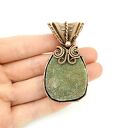 Wisiorek z kwarcem tytanowym - wire wrapping z miedzi i hematytem