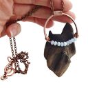 Naszyjnik - wisior z miedzi drewna i akwamarynu /6/