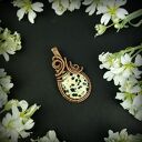 Jaspis dalmatyński - miedziany wisiorek wire wrapping (oksydowany)
