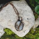 ręcznie robione miedziany wisior wire wrapping z agatem / #221