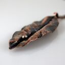 Natura - miedziany wisior (2308-05) OOAK - wisiorek liść z miedzi z łańcuszkiem