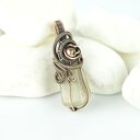 Wisiorek z kamieniem księżycowym - miedziany wire wrapping