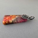 Maya - wisiorek z ognistym agatem w oksydowanym srebrze (wire wrapping)