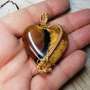 Wisiorek Bursztynowe Serce M298 - wire wrapping z bursztynu z Sumatry