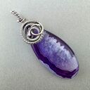 Betsy - wisiorek z agatem i oksydowanym srebrem, wire - wrapping