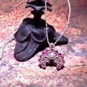 LUNULA słowiański księżyc Rubin Kryształ Górski w makramie naszyjnik pleciony regulowany