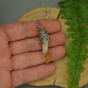 Wisiorek talizman z surowym cytrynem - wire wrapping ze stali chirurgicznej