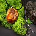 Wisiorek - Amber pirografia, octowiec, prezent dla miłośnika natury, biżuteria