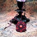 Gwiazda Pentagram z koralem i rubinem - naszyjnik choker z mikromakramy (amulet)