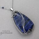 Wisior z Lapis Lazuli, wire wrapping, stal chirurgiczna