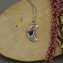 Wisiorek księżyc lapis lazuli wire wrapping niebieski talizman amulet