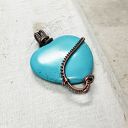 Howlit Serce M293 - turkusowy wisiorek wire wrapping z miedzi