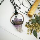 Ametyst w miedzi - miedziany wisior handmade