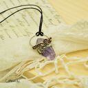 Wisior handmade z surowym ametystem - miedź i cyna w stylu retro