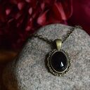 Onyks czarny Medalion - kolekcja vintage (wisiorek handmade)