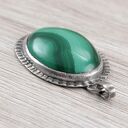 Malachit w oksydowanym srebrze wisior 1952a