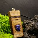 Wisiorek "Lapisowy spokój" z lapis lazuli - wypalane w drewnie i pirografia
