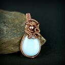 Wisiorek z opalitem - miedziany wire wrapping dla niej