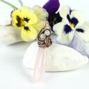 Wisiorek z różowym kwarcem - miedziany wire wrapping