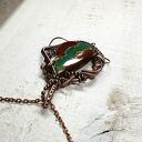 Chryzopraz - kamień szczęścia m217 - miedziany naszyjnik wire wrapping
