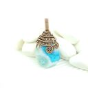 Wisiorek wire wrapping z agatem - miedziany dwustronny