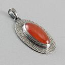 Karneol w oksydowanym srebrze 925 - wisiorek 1946a