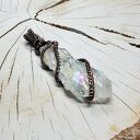 Kwarc anielski M297 - dwustronny wisiorek z kryształem w technice wire wrapping
