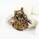 Wisiorek z tygrysim okiem - miedziany wire wrapping dla niej (handmade)