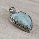 Larimar i srebro oksydowane - wisior 1726a