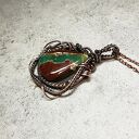 Chryzopraz - kamień szczęścia m217 - miedziany naszyjnik wire wrapping