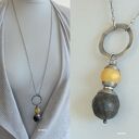 Bursztyny dwa na kole - wisior