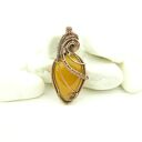 Agat brazylijski - miedziany wisiorek wire wrapping (oksydowany) w kształcie łezki